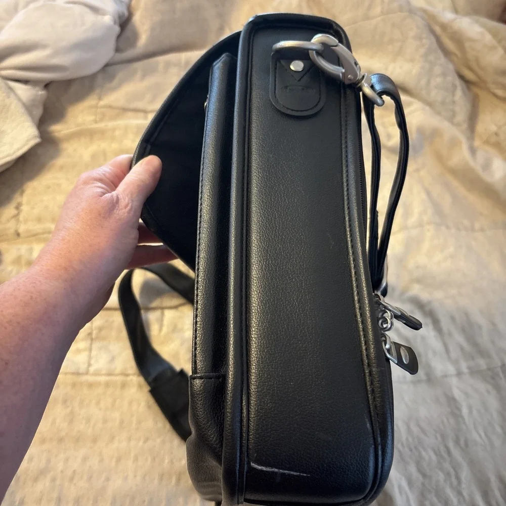 Dell Deluxe Leather Laptop Messenger Bag Heavy Duty Briefcase Vintage Black